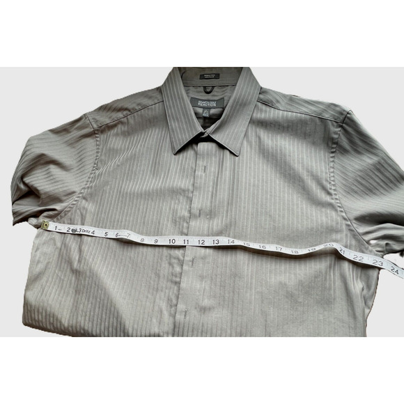 Kenneth Cole Reaction Slim Fit Size 16 32/33 Long Sleeve Stripe Button Shirt - Picture 4 of 6